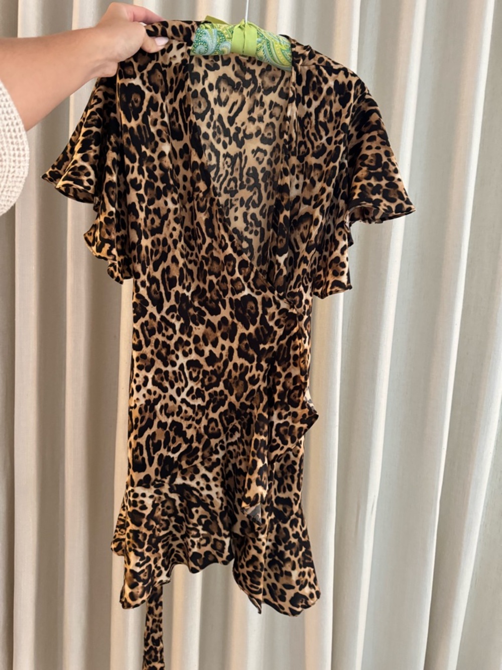 Leopard Print Wrap Dress - Brown & Black